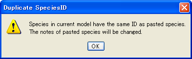 "Duplicate SpeciesID" dialog