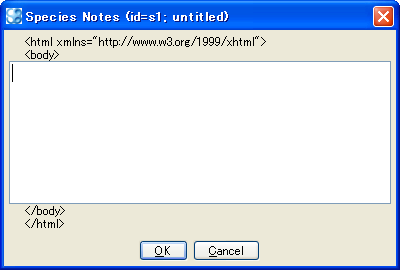 Species Notes dialog