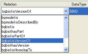 Relation pull-down menu
